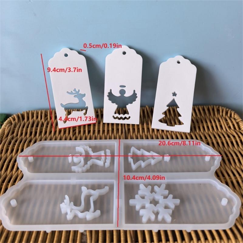 Christmas Ornament Resin Mold Pendant Mold Bookmarks Resin Mold with Hole for Epoxy Resin Casting Keychains Jewelry Mold