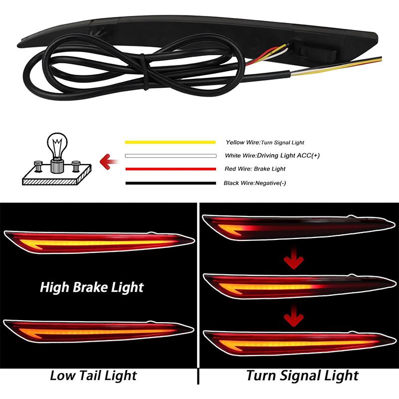 For Ford Mondeo Fusion 2013 2014 2015 2016 2017 2018 LED Rear Bumper Reflector Lights Brake Warning Dynamic Turn Signal Lamp 12V