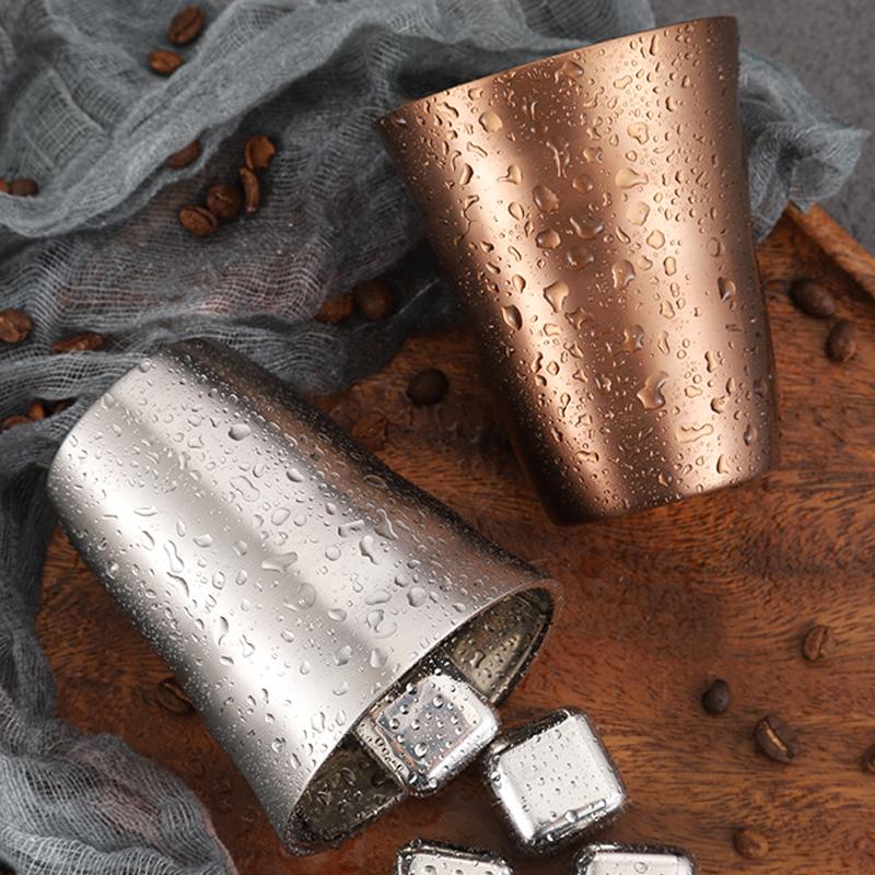 Double-walled Espresso Cups 304 Stainless Steel Mug Coffee Cup Beer Mug Wine Glasses Tea Mugs  Insulation Cold Insulation