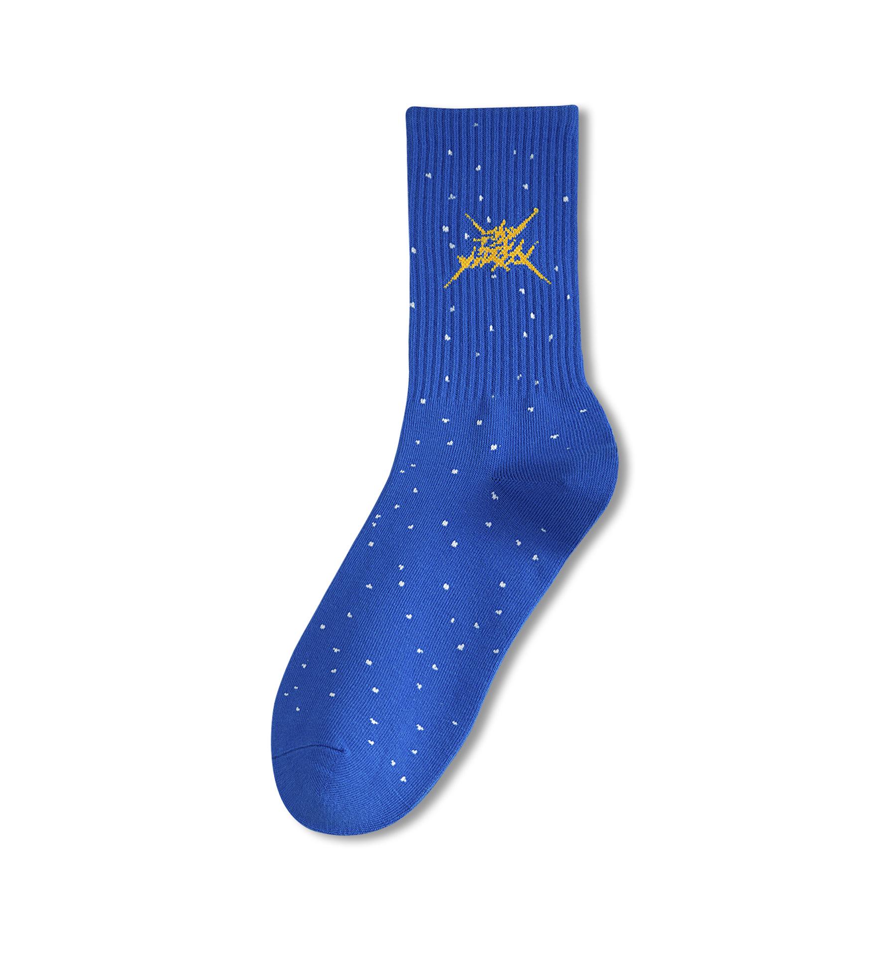 

Men s Mid-Calf Cotton Socks: Trendy, Breathable, Odor-Resistant, Versatile for Spring, Summer, Autumn. Wear-Resistant, Sweat-Absorbing Casual Socks. синій