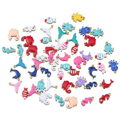 20pcs Stainless Steel Cute Marine Dolphin Octopus Crab Fish Tail Starfish Charms Necklace Earring Pendant for DIY Jewelry Making