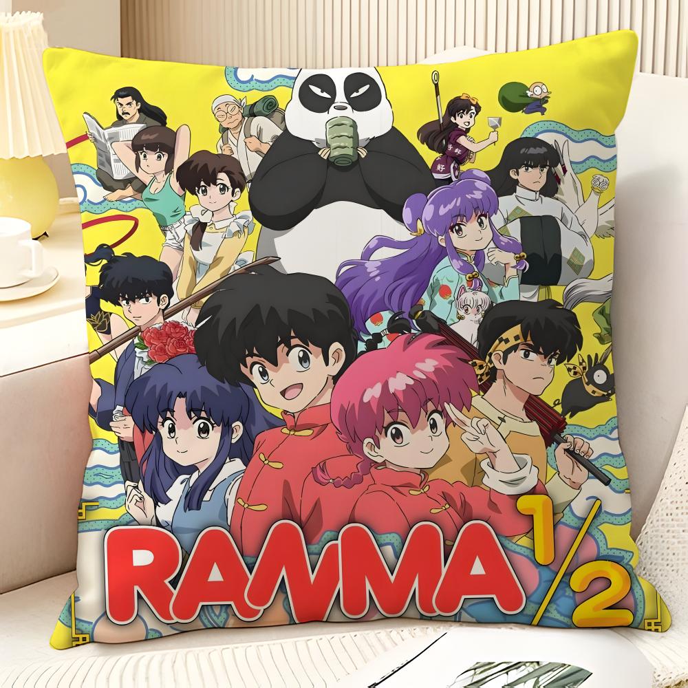 Cartoon Comic P Chan R-Ranma ½ 3 Pillow Case Natural Linen Organic Fabric Double-Sided Printing Sofa Home Decor Gift Pillow Case