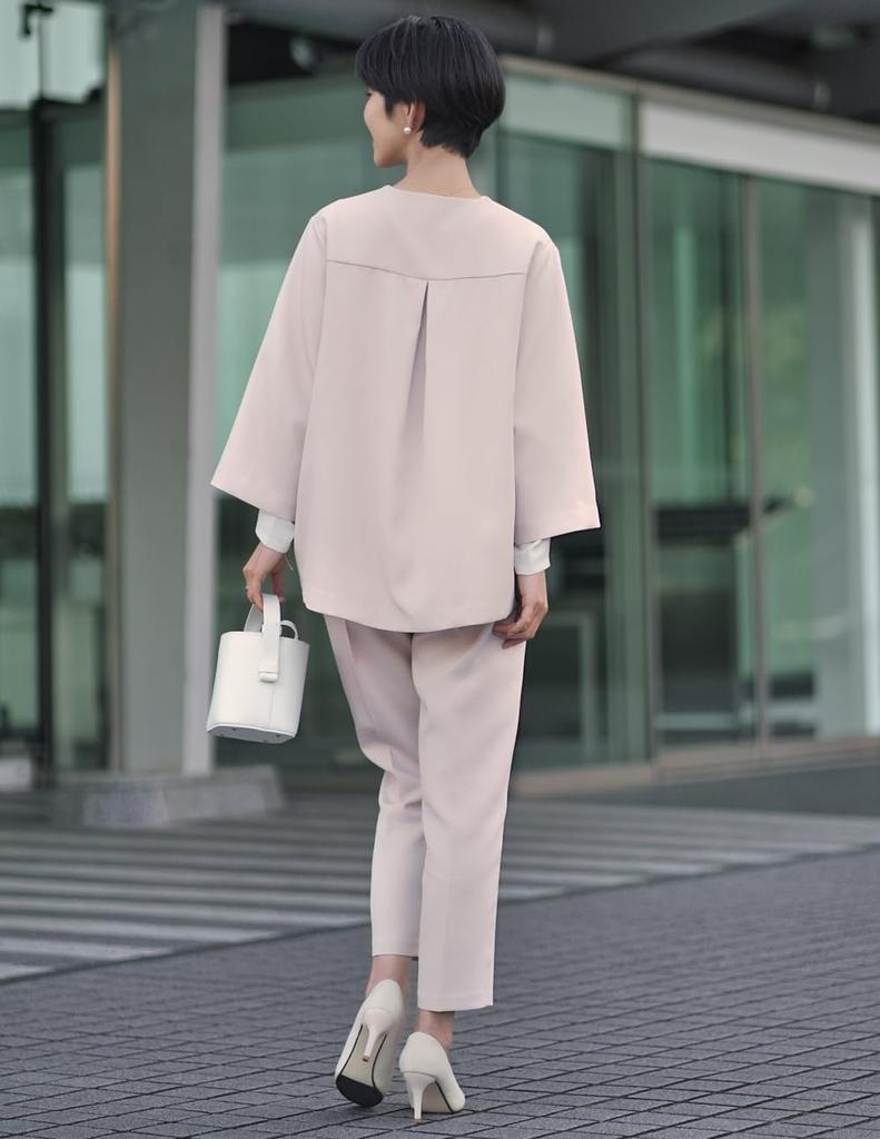 Ceremony Suit Mom Suit Jacket Pants Setup Ceremony Graduation Mother Enrollment Graduation Graduation Ceremony Ensemble Beige [MORE AUNI] Women's