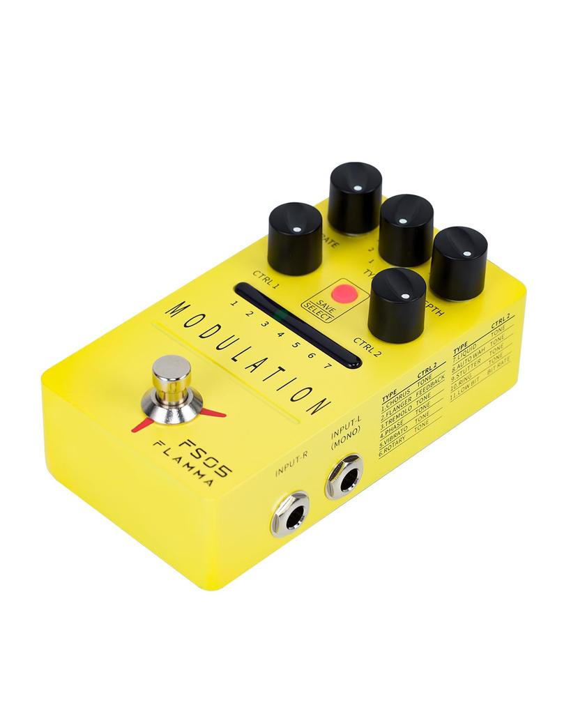 FLAMMA FS05 Stereo Effects Pedal with 7 11 Modulation Buffered and Stereo Digital Modulation Effects Pedal Multi-Modulation Slots, Effects, Bypass,