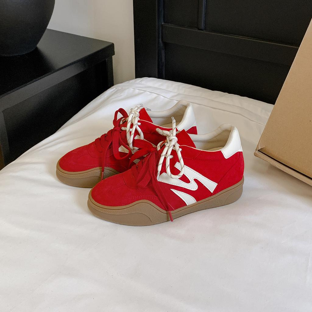 Scarpe da ginnastica retrò tedesche con rialzo per donna, nuove per la primavera, abbinamento di colori in pelle, scarpe sportive versatili, casual, scarpe Forrest Gump
