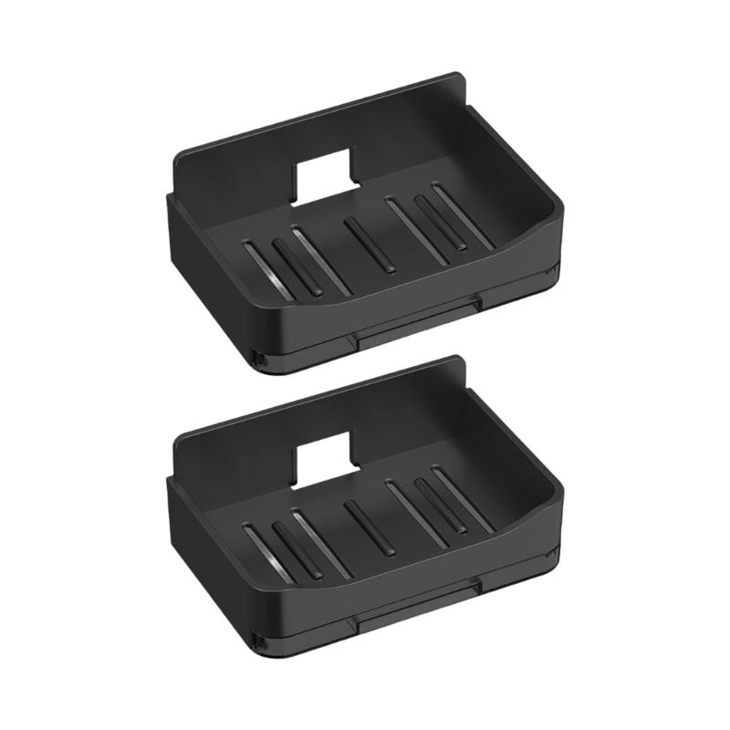 

2PCS Wall Mounted Soap Dish Holder With Drainage Holes Nondrill Design For Shower Kitchen Bathroom Soap Storage Holder