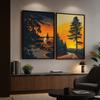 Nature Landscape Wall Art Western Sunset Scenery Canvas Painting Vintage Poster Print for Living Room Bedroom Wall Decor
