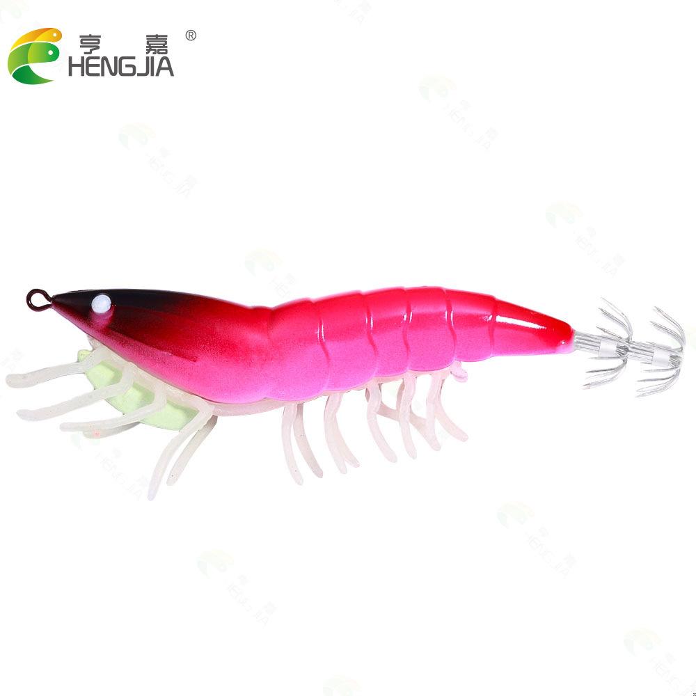 11CM22GLuminous Squid Shrimp Fake Bait Wood Shrimp Lure Bait Bionic Fishing Bait Universal for Freshwater and Saltwater
