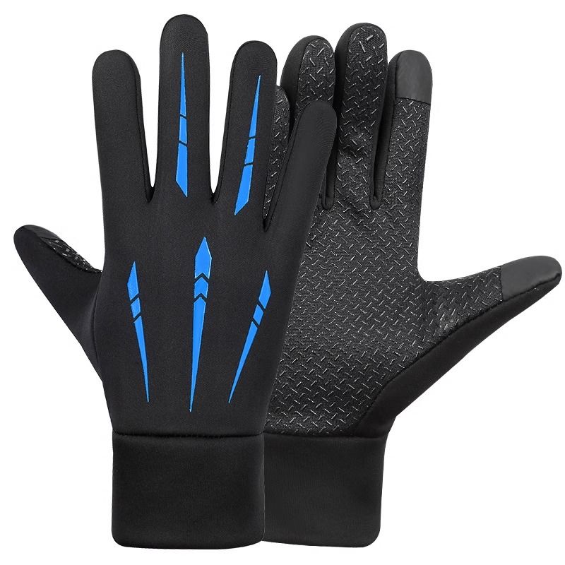 

Fleece-lined Motorcycle Full Finger Men s Touch Screen Gloves Windproof Five claws-Full Blue [Heattech Cycling]] One size