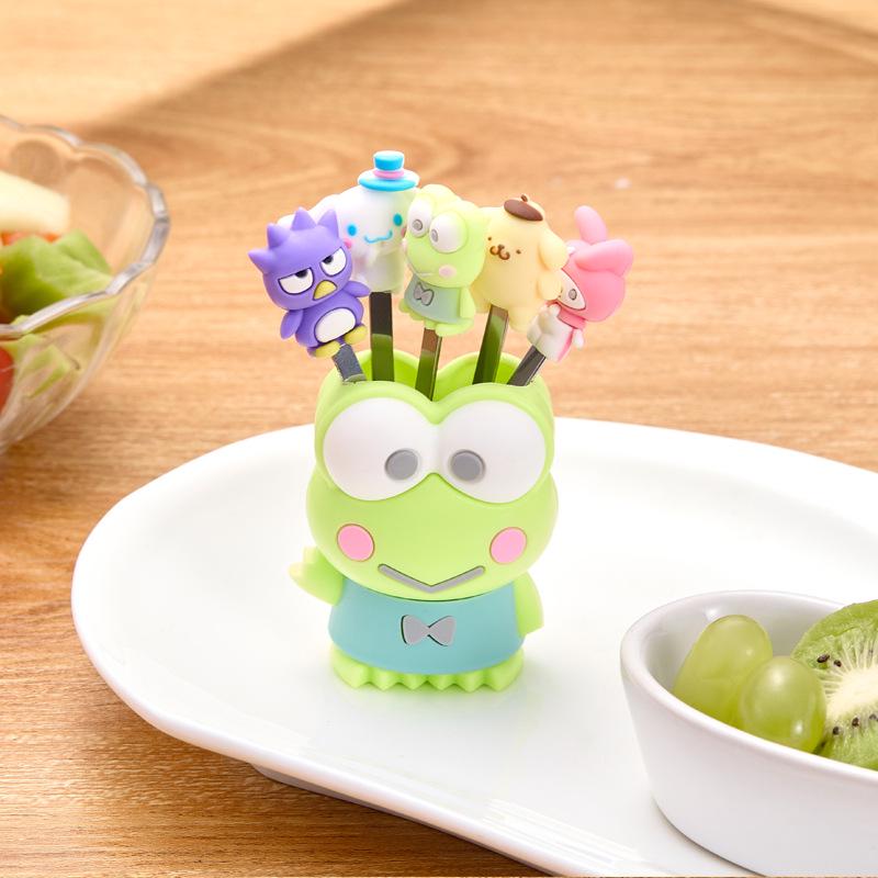 Stainless Steel Children's Fruit Forks - Cute Style Dessert & Cake Forks with Storage Jar for Baby Household Use