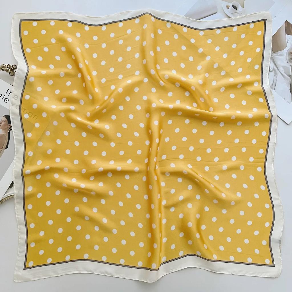 Ladies' Luxurious & Elegant Polka Dot Printed Spring/Summer Bandana Scarf, 70*70cm, Perfect For Daily Wear And Gift Giving