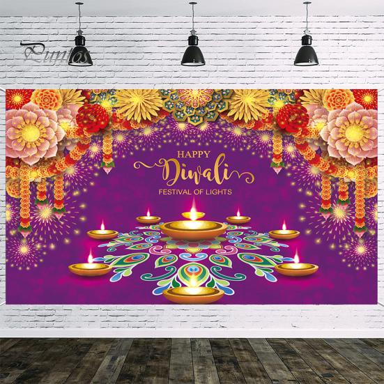 Happy Diwali Backdrop Banner Vibrant Color Create Atmosphere Festive Photo Decoration Banner for Diwali Parties Celebrations