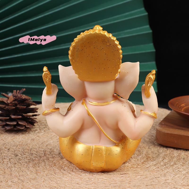 M-1PCS Thai Gold Lord Ganesha Buddha Statue Elephant God Sculptures Ganesh Figurines Home Decoration