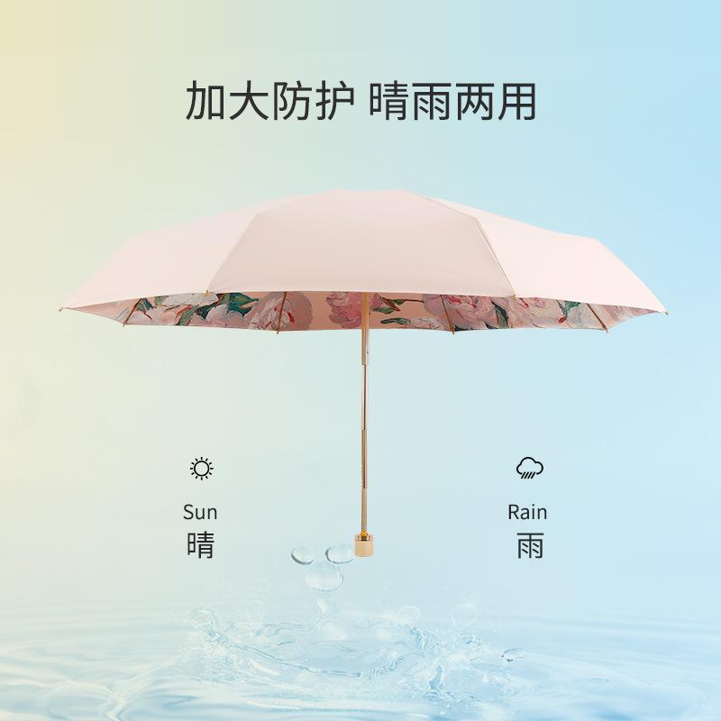 New Hand-opened 8-bone Color Glue Weather and Rain Parasol Folding Sunscreen Parasol Three-fold Sun Umbrella Fixed