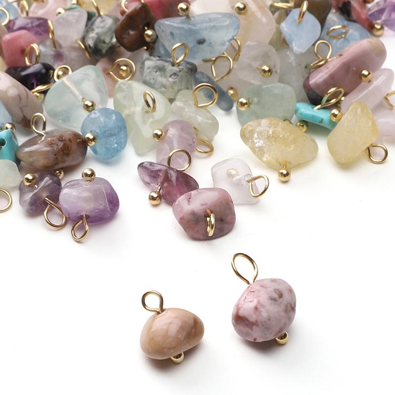 [5-10mm] 5pcs Natural Stone Pendant Mini Natural Crushed Stone Color Retention Pendant DIY Bracelet Necklace Earring Accessories