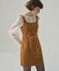 Deuloupisumeon Suede Square Neck Sleeveless Mini Dress [Camel]