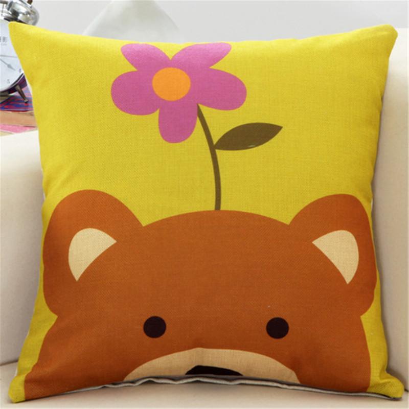 45x45cm Cute Cartoon Throw Pillowcase Home Linen Animal Printed Cushion Cover Car Sofa Pillow Cover Children Room Decorative