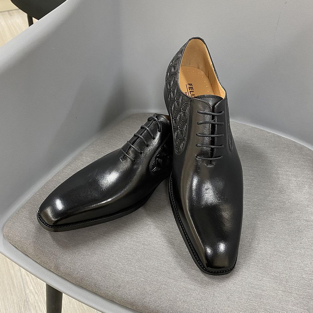 Oxford-Schuhe First-Layer Rindsleder Große Größe Klassisch Luxuriös Handgeschnitzte Oxford-Schuhe Formale Lederschuhe