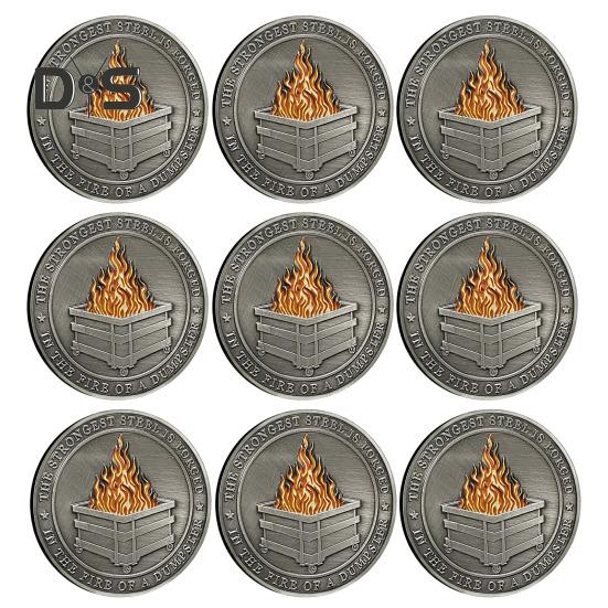

7/9 шт. монета Dumpster Flame Challenge двусторонняя резная металлическая памятная медаль медальон круглая коллекционная монета украшение для домашнего офиса 9pcs серебряный