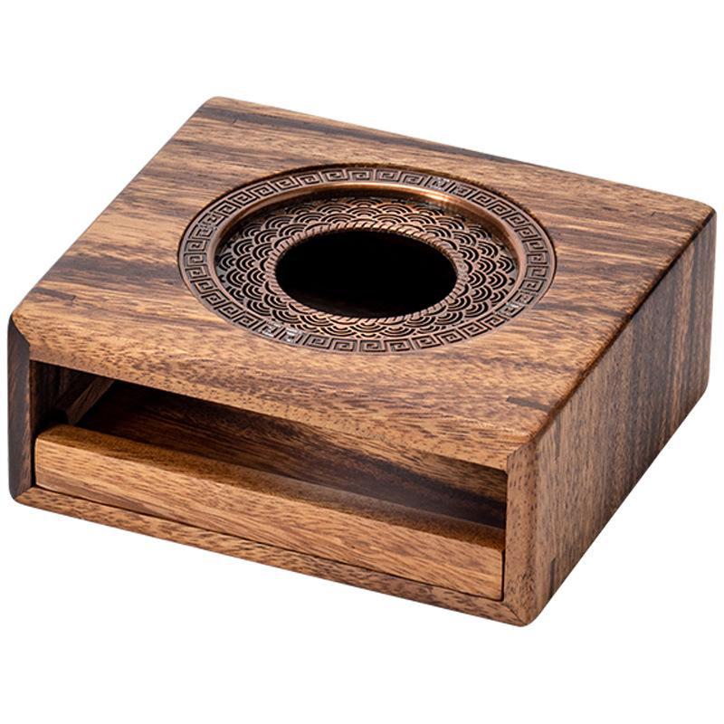 Walnut Tea Warmer Table with Candle Heating Base
