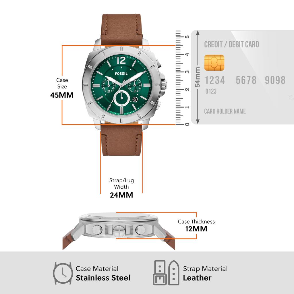 PRIVATEER Chronograph Brown Leather Watch