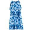 Thin Cotton Round Neck Tie Dye Printed Simple Medium Long Dress for Women Casual Dresses