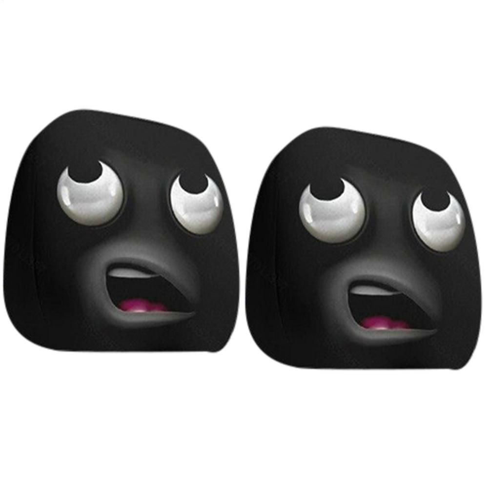 2PCS Funny Cartoon Eyes Headrest Covers, Car Front Seat Head Rest Decor Pillow for SUV Truck MPV RV, Auto Interior Accessories