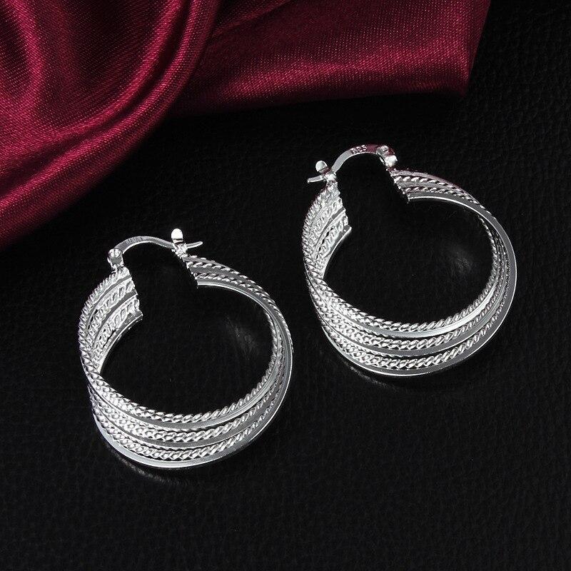 New 925 Sterling Silver Earrings Multi -Layer Design Earrings Women Fashion Jewelry Gifts