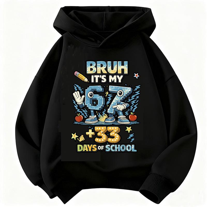Lustiges Sechs Sieben Italienisches Brainrot 67 Zahlen Grafikdruck Hoodie Junge/Mädchen Langarm Kinder Bequemes Sweatshirt.