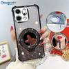 Glitter Four-Corner Shockproof Phone Case with Mirror Stand Beaded Strap For Oppo Reno14 F Pro Reno 14Pro 14F 5G Back Cover Case