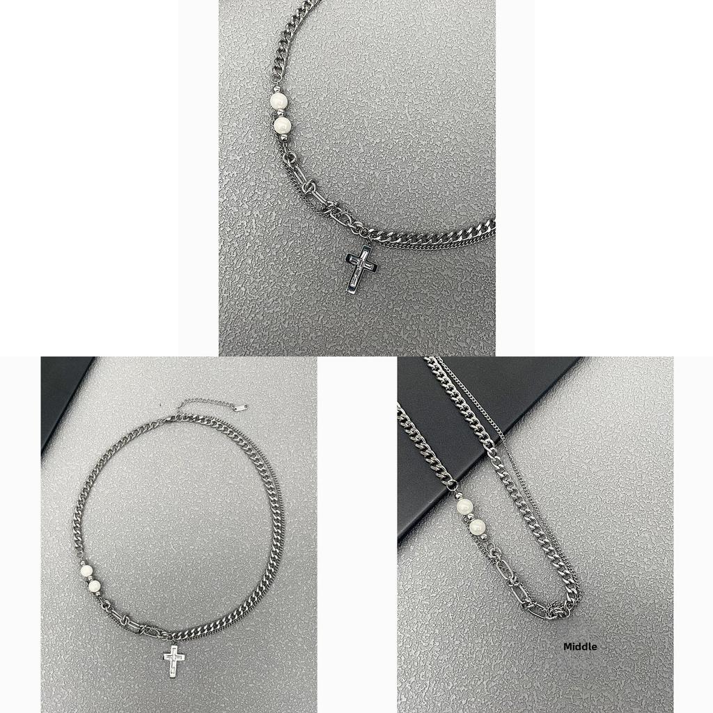 Hip Hop Cross Pendant Necklace With Polished Stainless Steel For Men And Women
