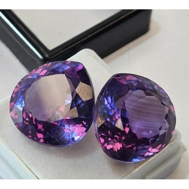 Natural Color Change Alexandrite Pear Cut 40+ Ct Pair Fabulous Loose Gemstone