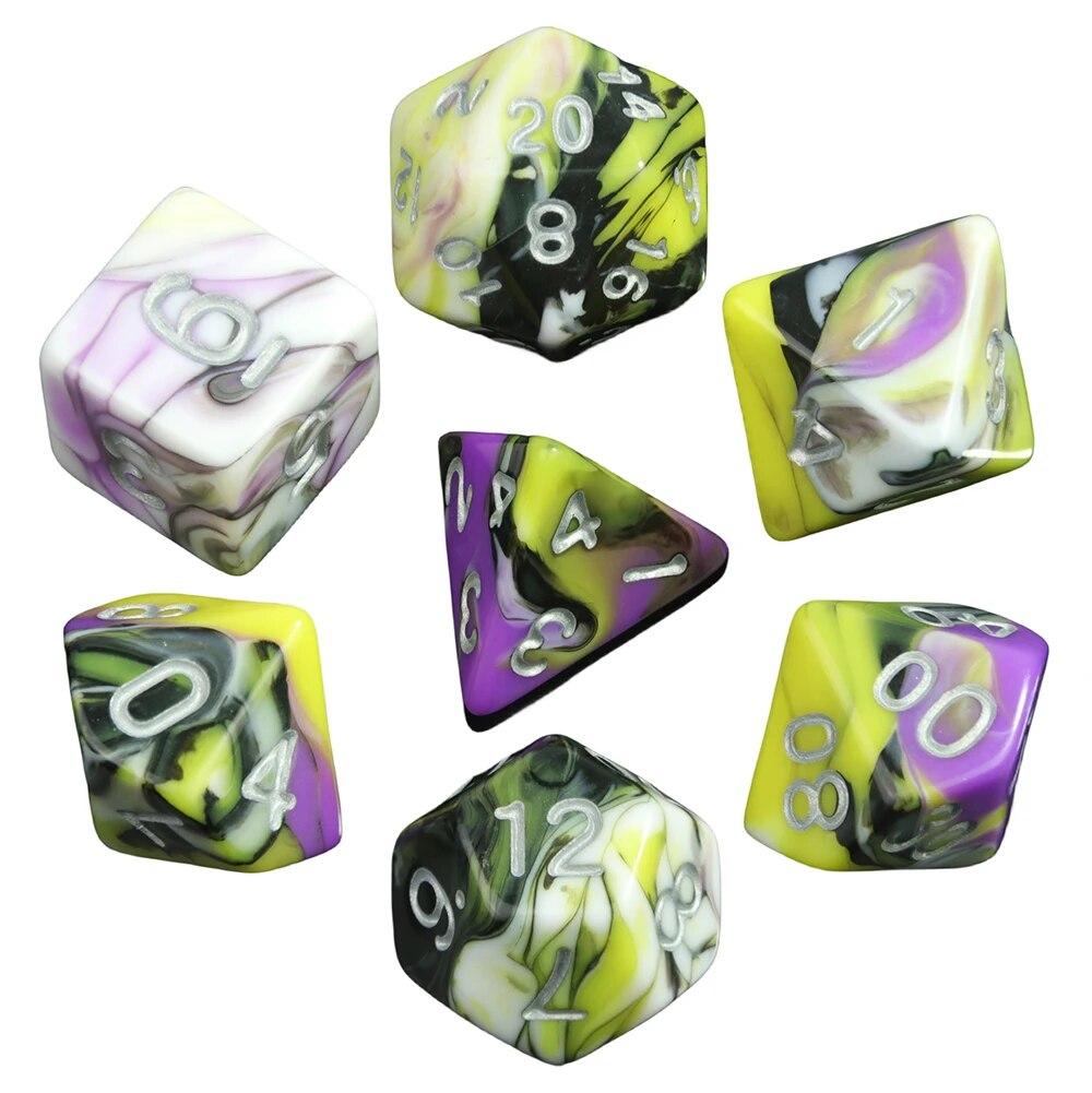 Pretty Color Game Dice 7Pcs - Perfect Gift for DND Board Game Accessories Lovers