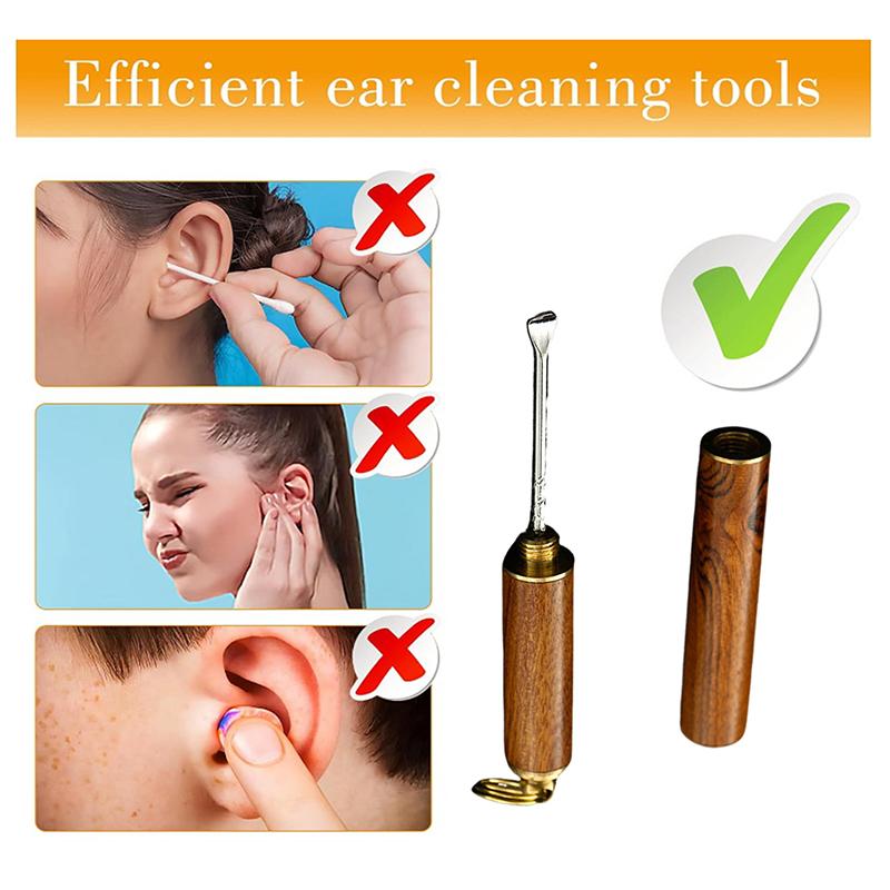 Portable Solid Wood Mini Ear Cleaner Keychains Ear Wax Removal Tool Earpick Cleaning Ears Ear Spoon Attached Key Ring With Cover