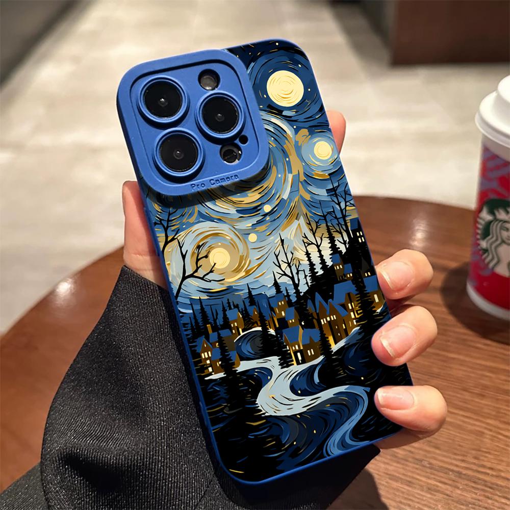 Artistic Stars Night Phone Case For iPhone 16 14 15 7 8 Plus XS XR X For iPhone 17 16 15 14 13 12 11 Pro Max Protective Funda