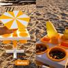 Portable Outdoor Tray Beach Snack & Drink Table, 3D Printed Sand Table with 6 Compartments, Travel Coffee Cup Holder Mini Beverage Slots for