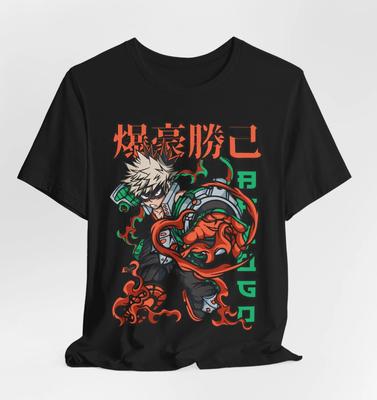 Katsuki Anime Grafické Tričko, Unisex Bavlněné Tričko pro Fanoušky Anime, Krátký Rukáv