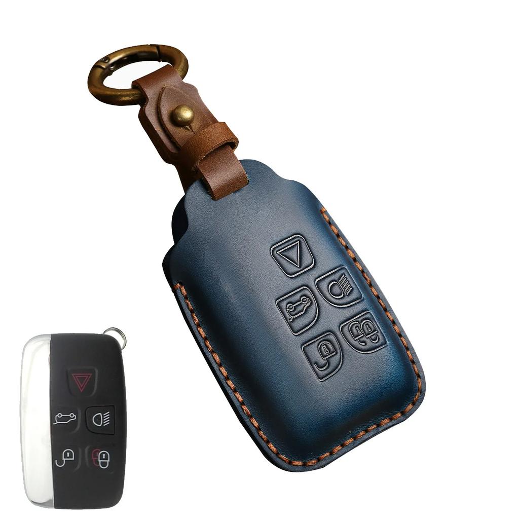 Leather Car Key Case Cover for Land Rover Range Rover Sport Discovery 3 4 Elander 2 Evoque Accessories Holder Shell Keychain