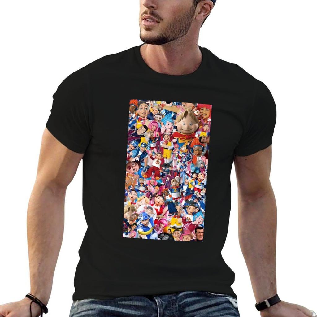 Lazy town collage T-Shirt Large Size Basic Casual T-Shirt