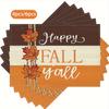 4/ 6pcs Happy Fall Y'all Rustic Maple Burlap Texture Placemats 12x18 Inch Fall Thanksgiving Table Decorations for Kitchen Dining Party Home Decor