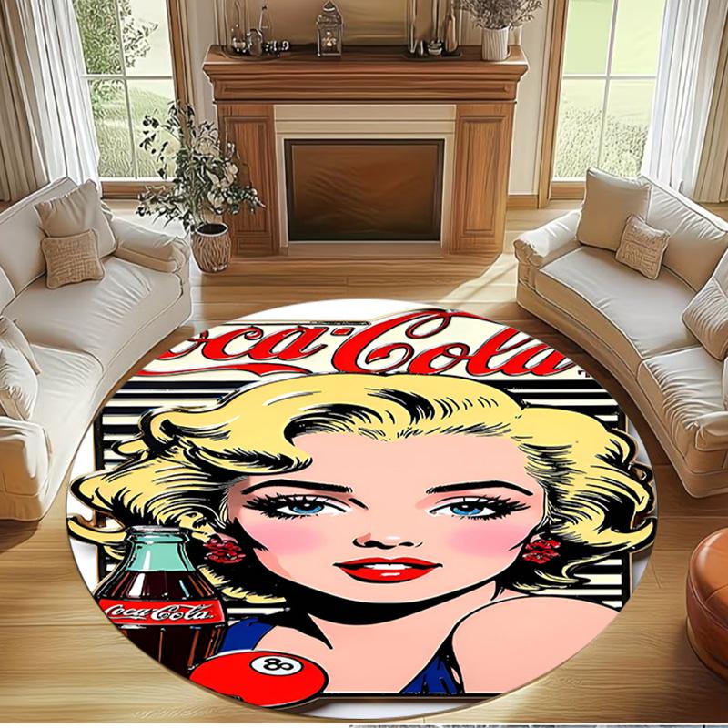 Marilyn Monroe Print Rond Tapijt, Wasbaar Vloerkleed, Voor Entree Slaapzaal Wasruimte Kantoor Studeerkamer, Woondecoratie Verjaardag Kerstcadeau