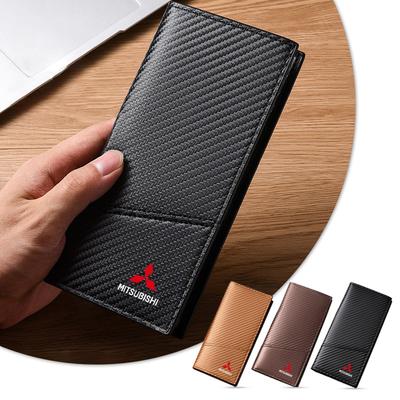 Leather Car Key Bag Auto Long Wallet with Multiple Card Slots for Outlander Lancer 9 ASX L200 Pajero Montero Eclipse