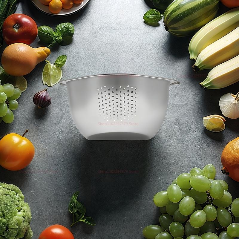 Miska ze stali nierdzewnej do płukania ryżu, cedzak, miska do płukania ryżu, warzyw, owoców, kuchenny durszlak, sito do gotowania i przygotowywania jedzenia