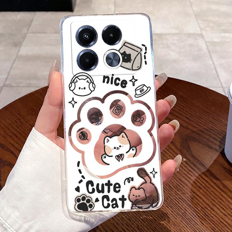 Jelly Casing For Infinix Note 40 5G X6851 X6852 Fundas Capa Clear Silicone Soft TPU Back Cover Cute Cat Rabbit Heart Phone Case