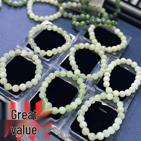 Natural Xiuyan Jade Bracelet, 10mm - Clear Water Green, Ample Stock 10mm