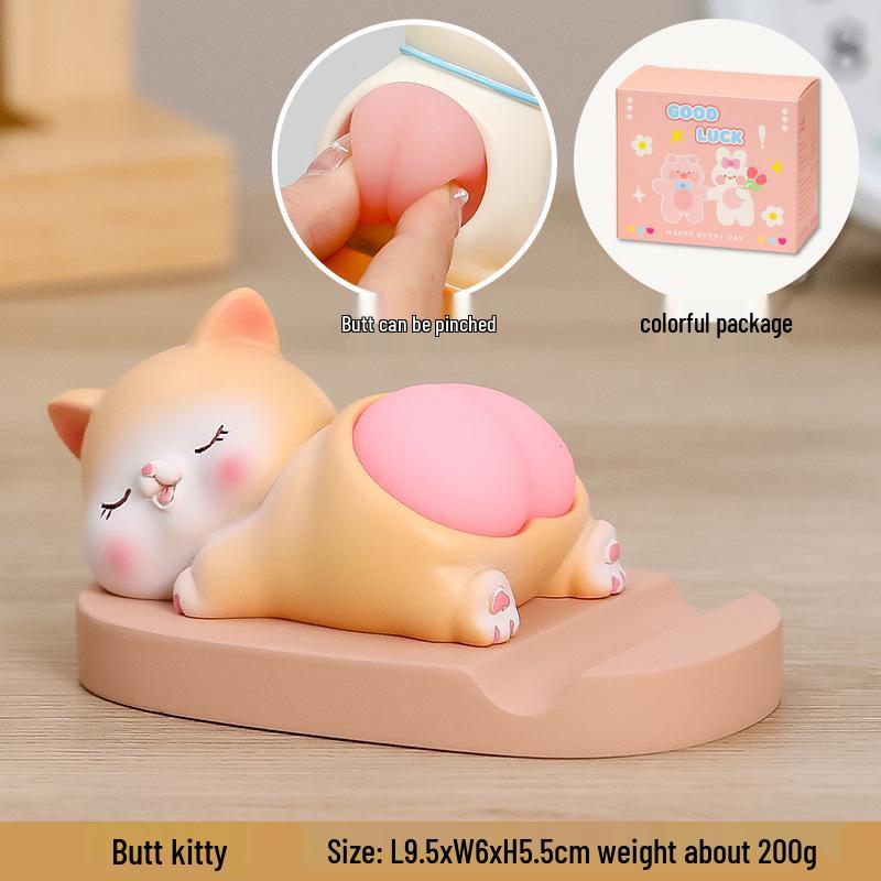Adorable Kitten Phone Stand: Cute, Relaxing Office Gift for Girls