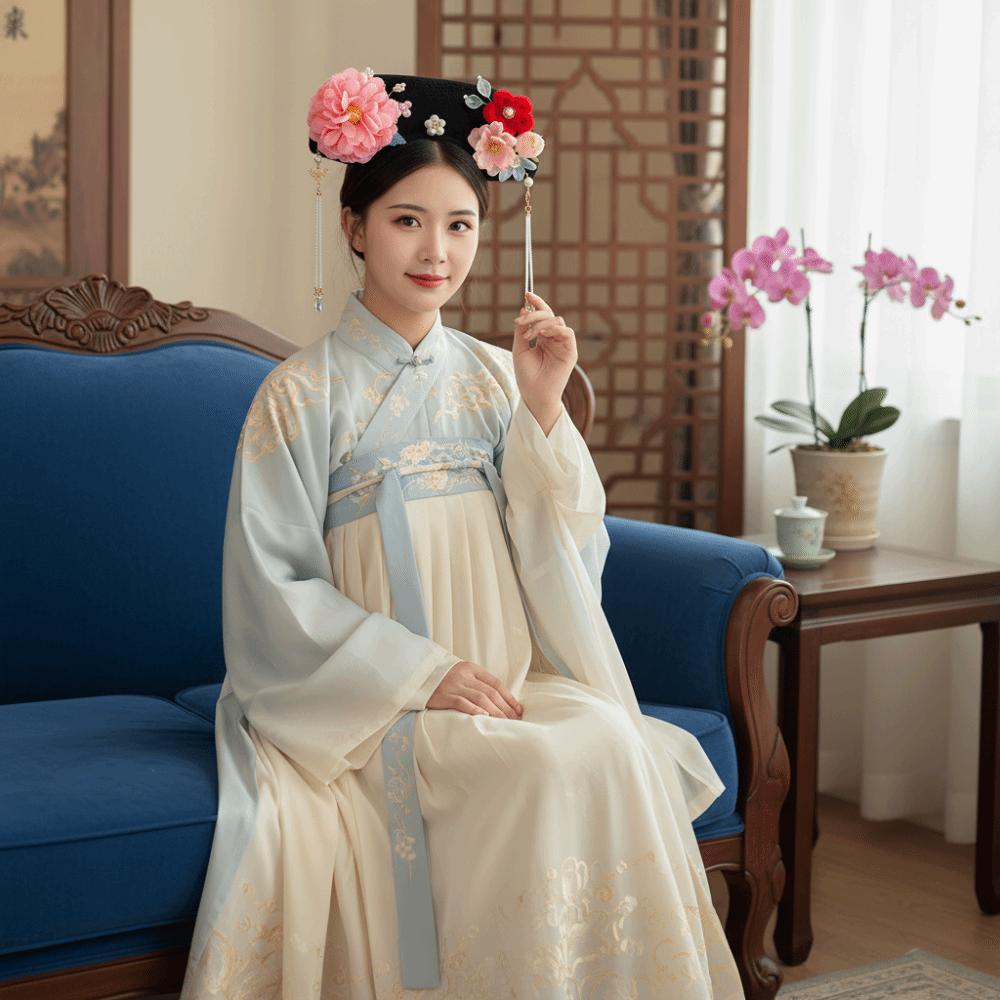 Non-slip Flower Headwear Traditional Cheongsam Headband Pearl Headband  for Women Girls