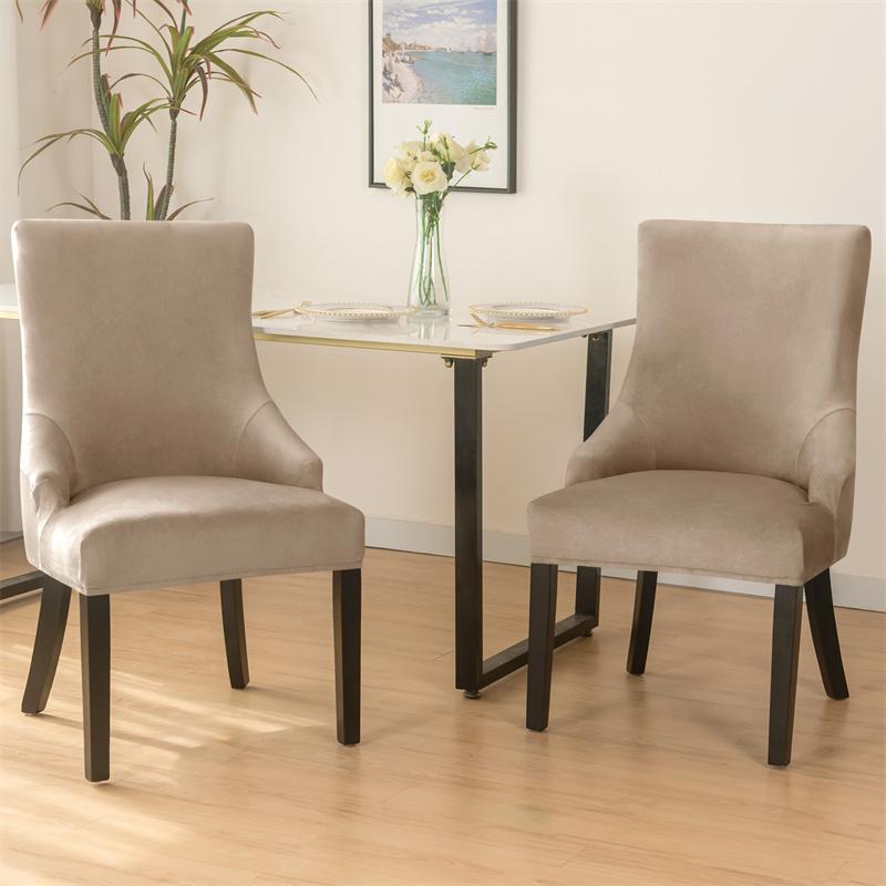 Soft Velvet Dining Chair Cover Stretch Small Arm Chair Covers Anti-Slip High Back Sloping Chairs Slipcovers For Banquet Home