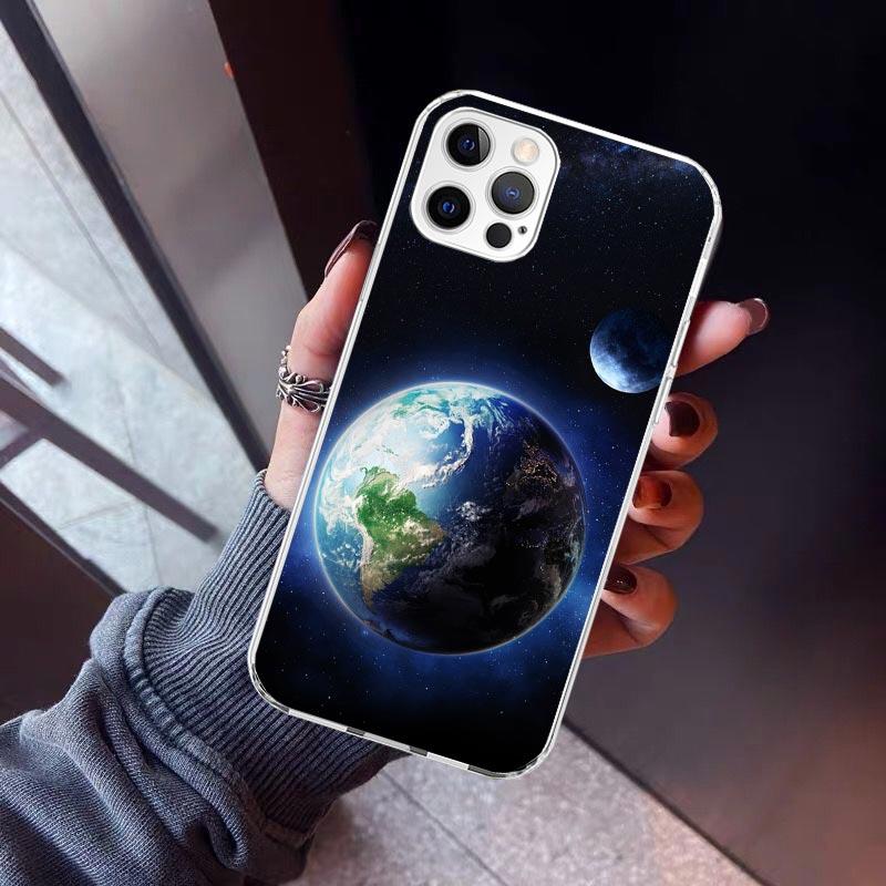 

Earth Stars Space Phone Case For iPhone 17 Air 16 15 Pro Max 14 Plus 13 Mini 12 11 Cover 7 8 SE Silicone Shell Print Fundas 17 A iPhone 11