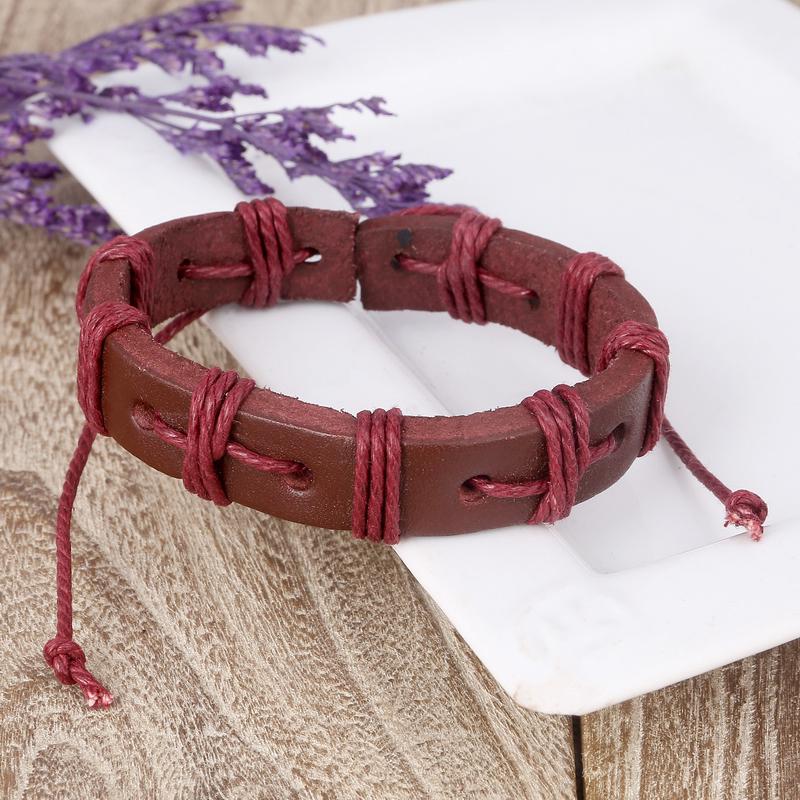 

Браслет из искусственной кожи в стиле панк, черный, красный, коричневый, для женщин и мужчин